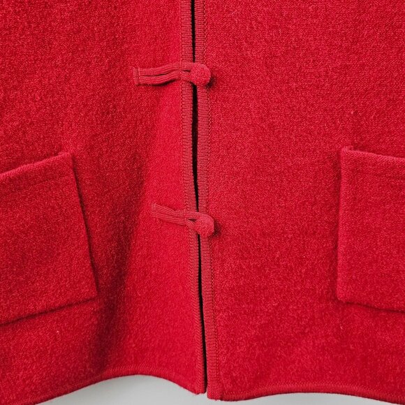 Tully-Ho Red Boiled Wool Vest Womens 2X Chinese Knot Close Holiday Christmas - Picture 6 of 12